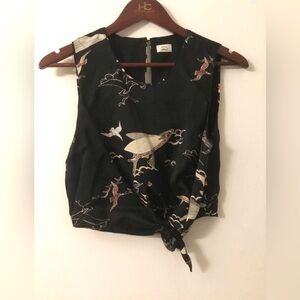 Aritzia Wilfred flying fish tie up crop shirt